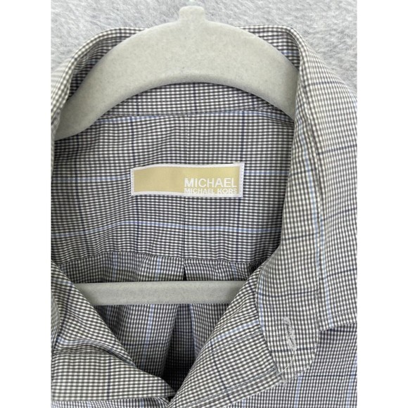 Michael Kors Men's Button Down Shirt Long Sleeve Size 16 1/2 Micro Check Cotton - Picture 11 of 12